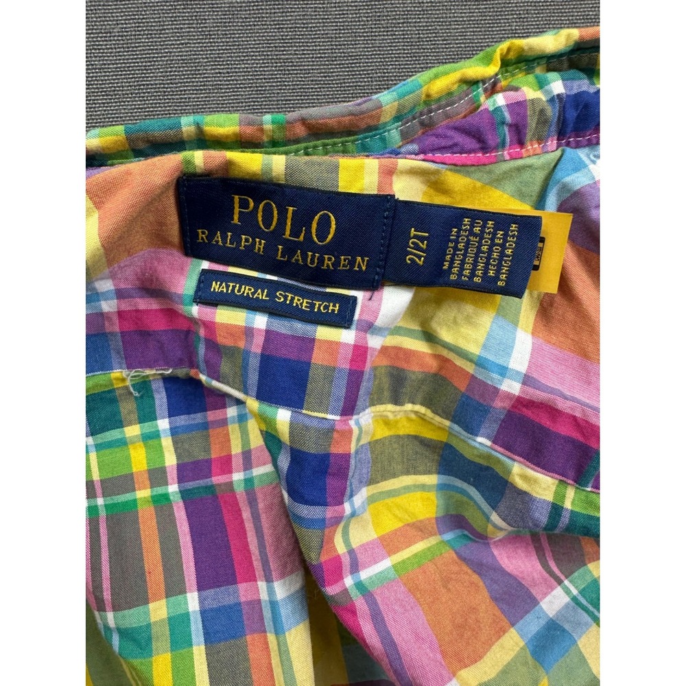 Polo Ralph Lauren Kids Plaid Short Sleeve‎ Button Down Shirt Multi Color 2T